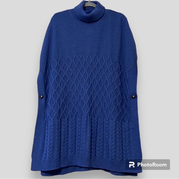 LANE BRYANT size 14/20 women’s pullover turtleneck poncho button close sides - Picture 1 of 11